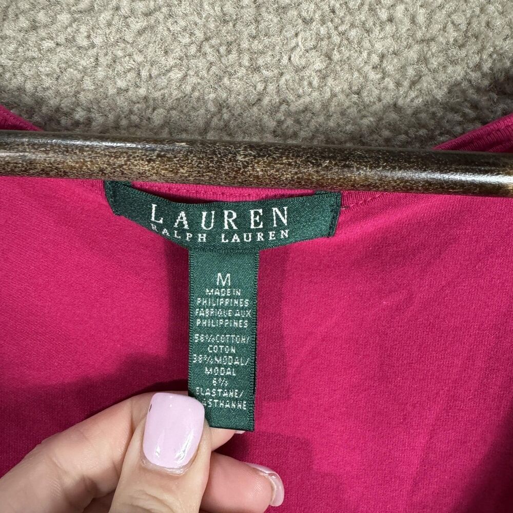 Lauren Ralph Lauren Dress Womens Medium Pink Sleeveless Fit Flare Tie Waist Tank - Picture 5 of 10